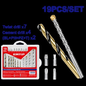 Set de 19 buc burghiuri si surubelnite EMTOP