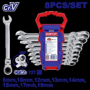 Set Chei Flexibile cu Clichet Cr V 8 19 mm 8 buc EMTOP